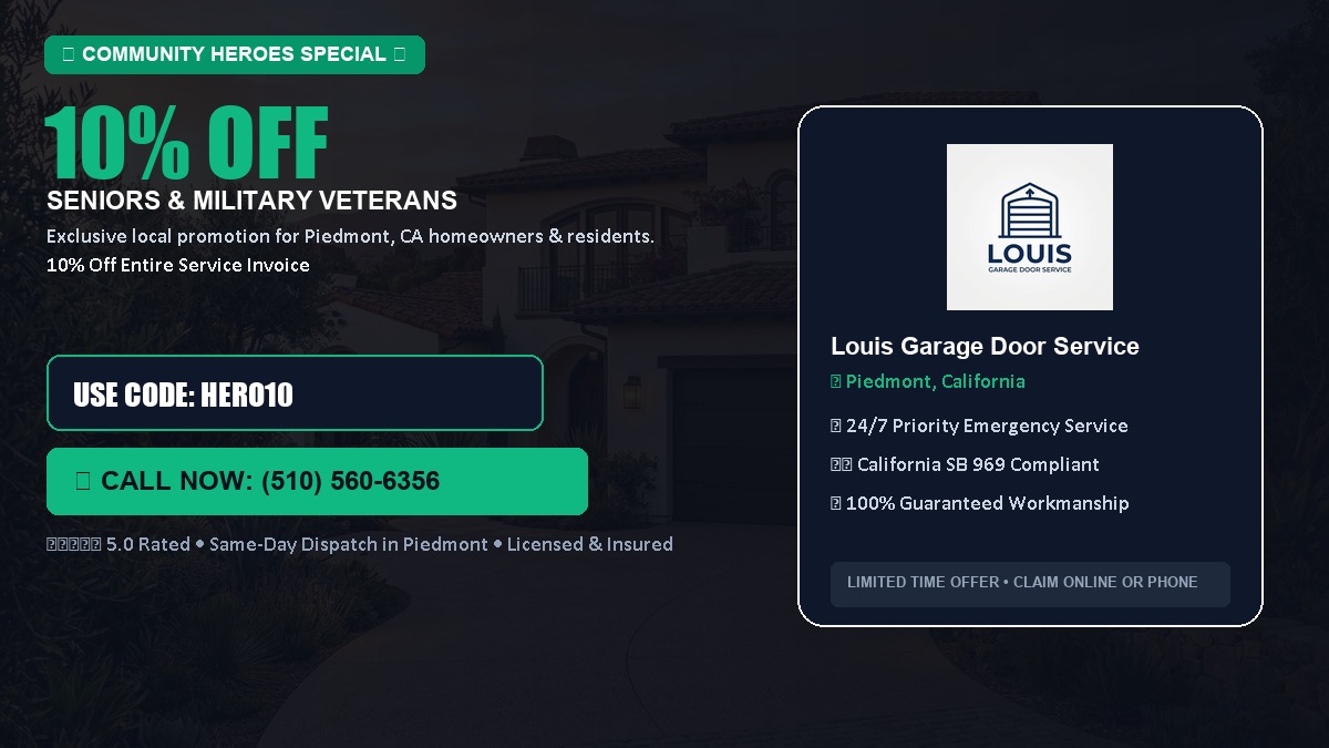 10% OFF Senior Citizens (65+) & Military / Veteran Community Discount in Piedmont, CA